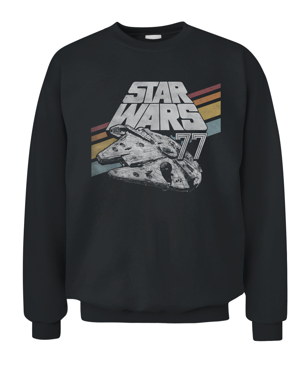 Star Wars Millennium Falcon 77 Retro Diagonal Stripe Disney+ T-Shirt