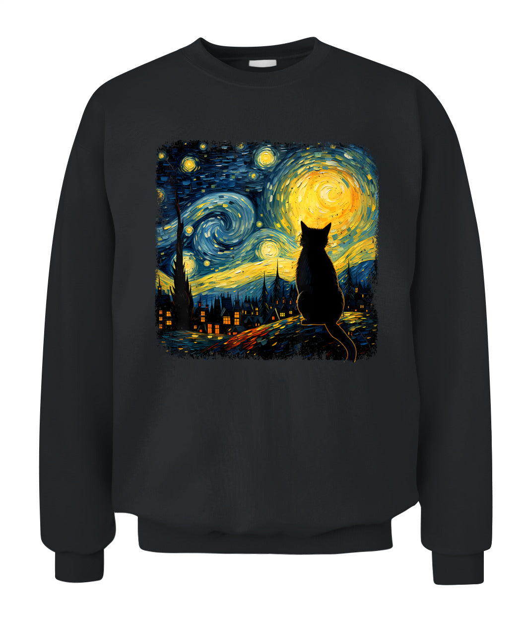 Cat Starry Night Van Gogh Cat For Cat Lover Cat Mom Cat Dad T-Shirt