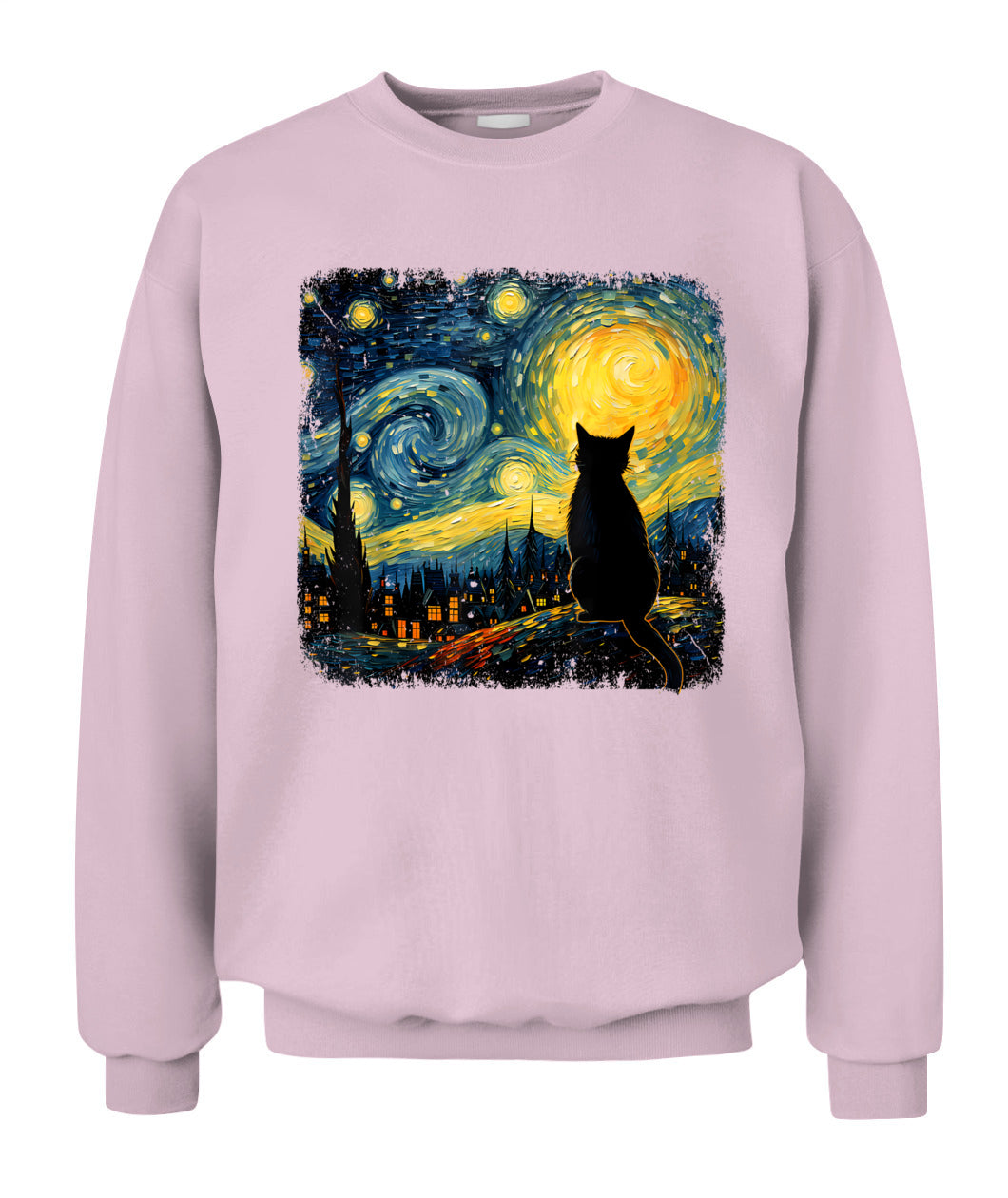 Cat Starry Night Van Gogh Cat For Cat Lover Cat Mom Cat Dad T-Shirt