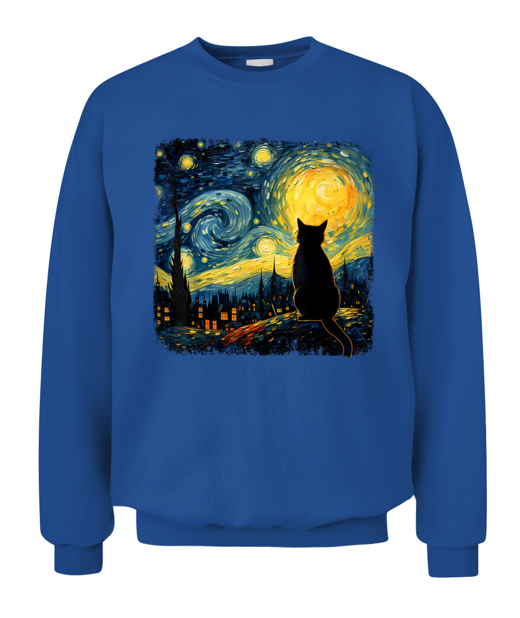 Cat Starry Night Van Gogh Cat For Cat Lover Cat Mom Cat Dad T-Shirt