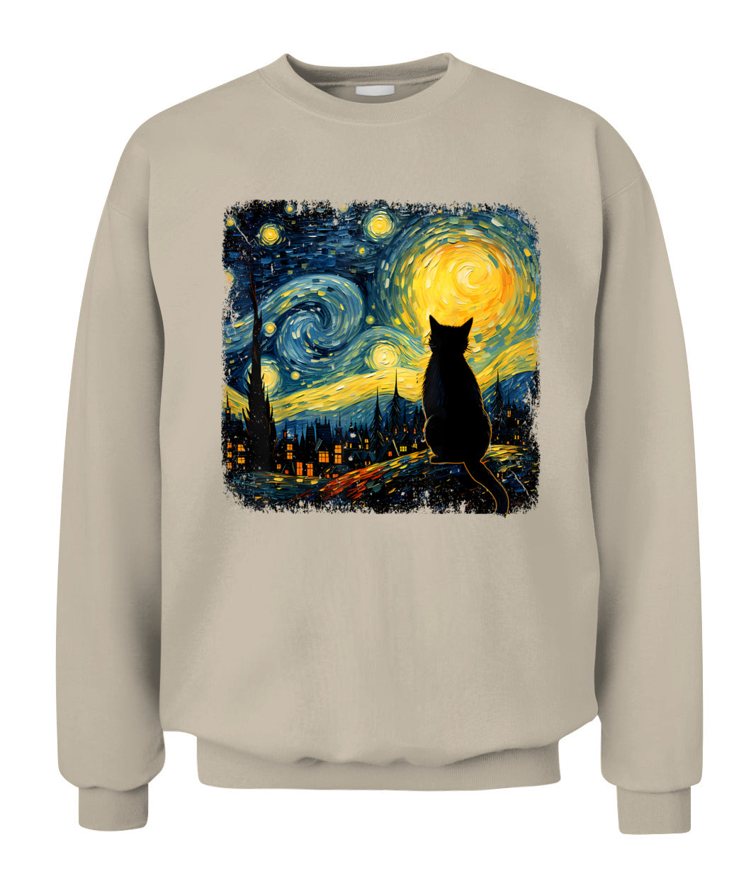 Cat Starry Night Van Gogh Cat For Cat Lover Cat Mom Cat Dad T-Shirt