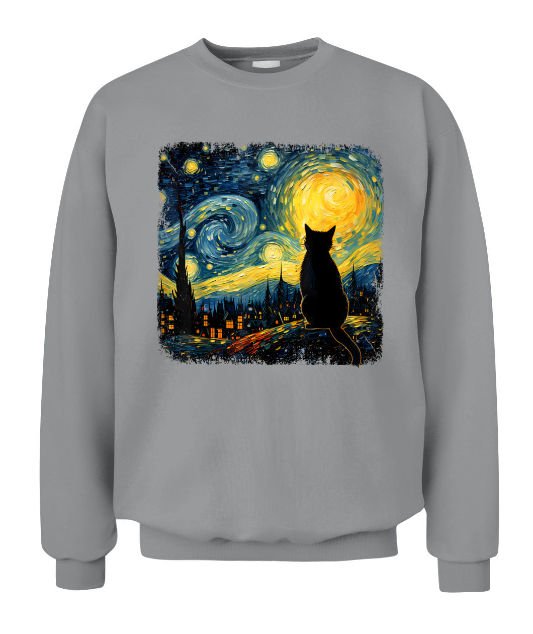 Cat Starry Night Van Gogh Cat For Cat Lover Cat Mom Cat Dad T-Shirt