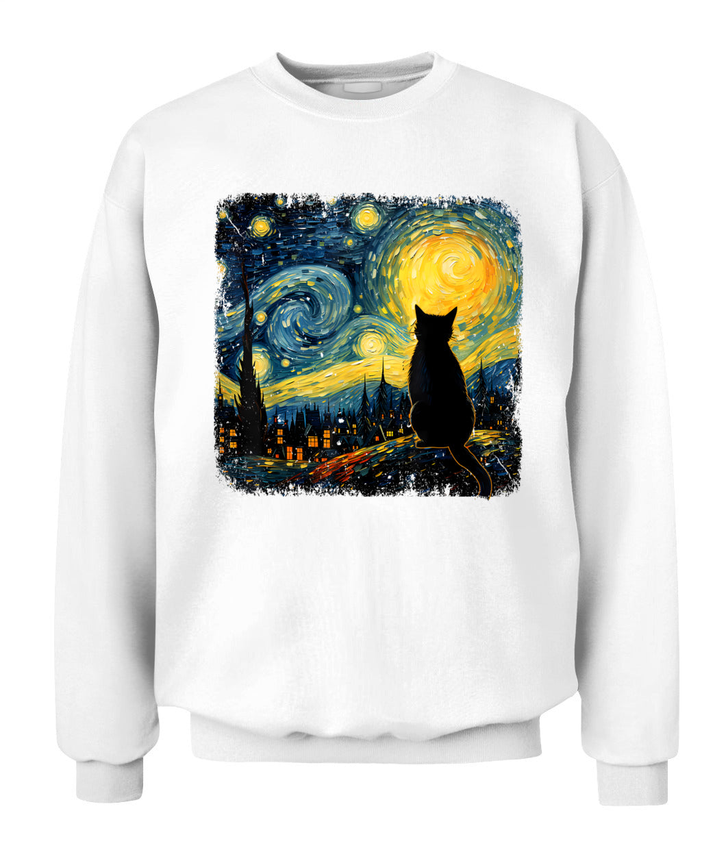 Cat Starry Night Van Gogh Cat For Cat Lover Cat Mom Cat Dad T-Shirt
