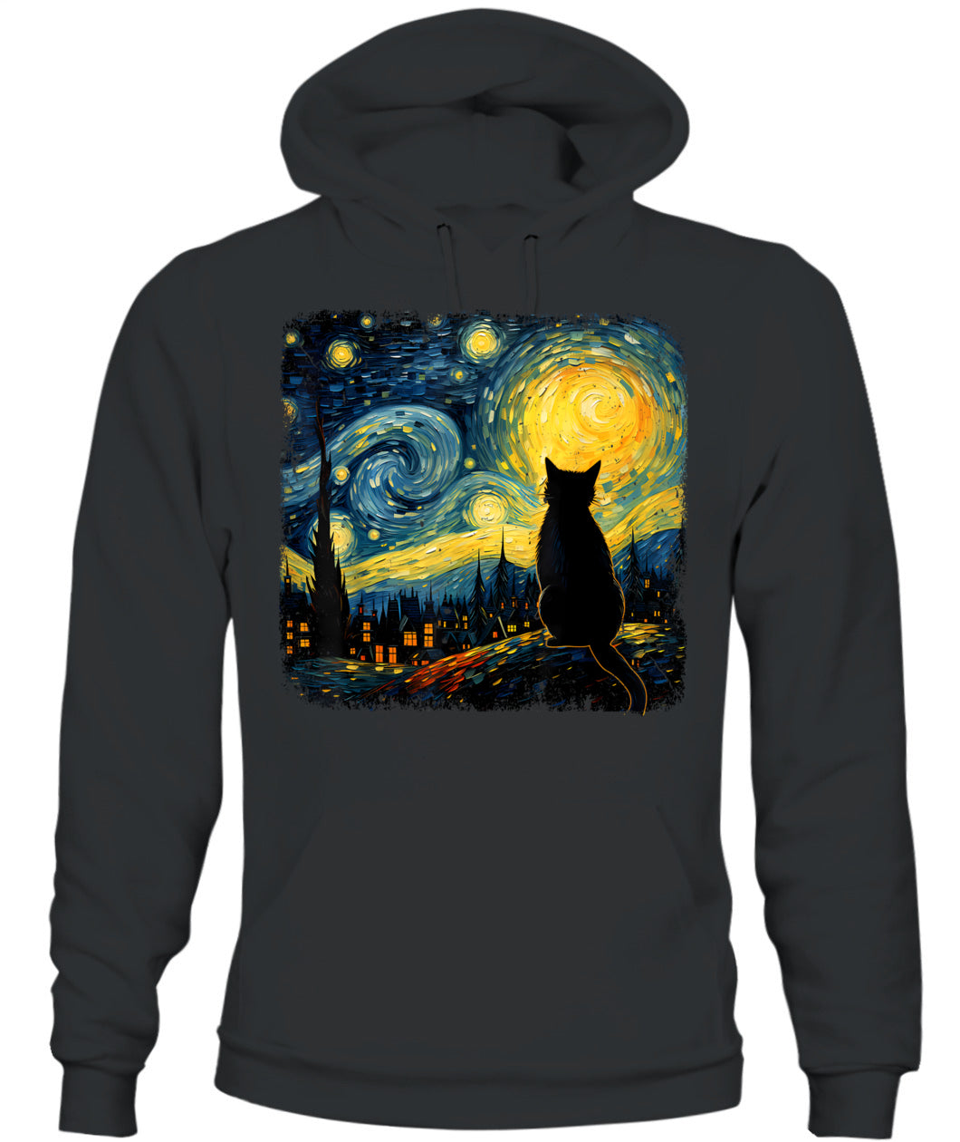 Cat Starry Night Van Gogh Cat For Cat Lover Cat Mom Cat Dad T-Shirt