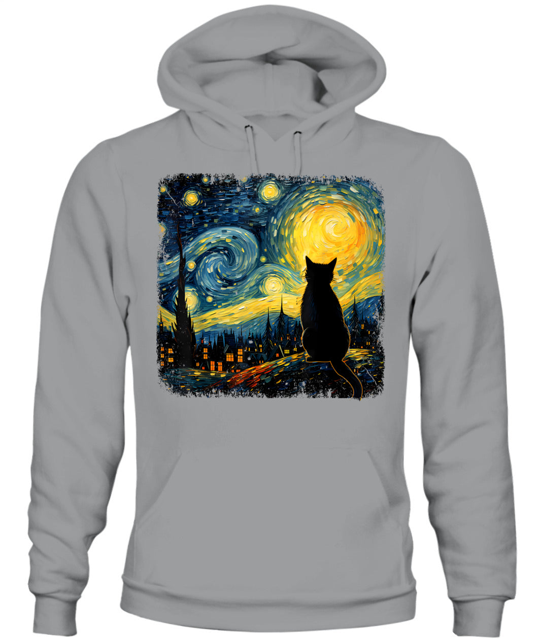 Cat Starry Night Van Gogh Cat For Cat Lover Cat Mom Cat Dad T-Shirt