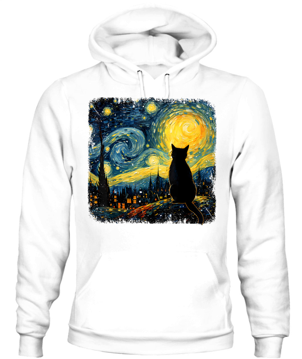 Cat Starry Night Van Gogh Cat For Cat Lover Cat Mom Cat Dad T-Shirt