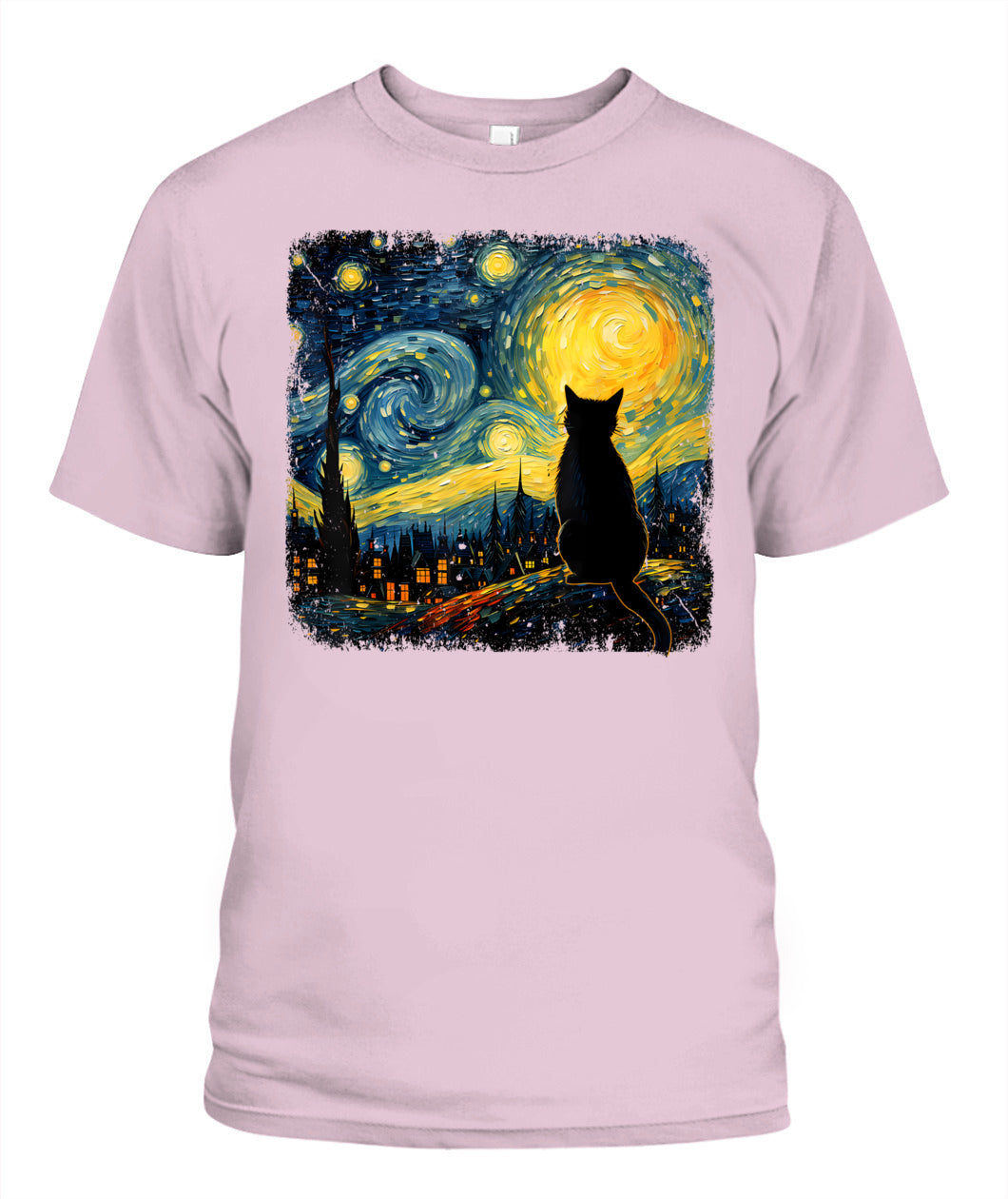 Cat Starry Night Van Gogh Cat For Cat Lover Cat Mom Cat Dad T-Shirt