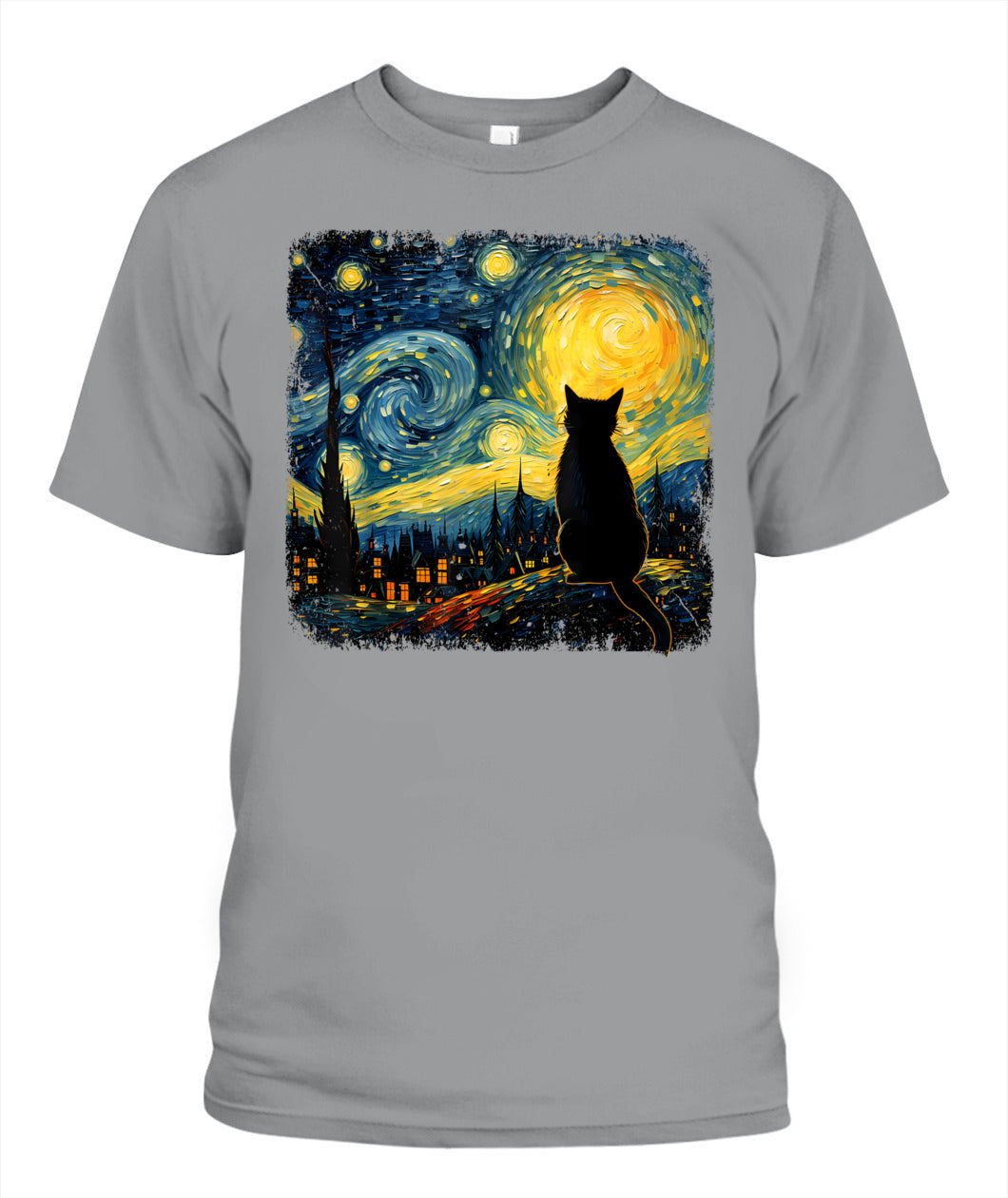 Cat Starry Night Van Gogh Cat For Cat Lover Cat Mom Cat Dad T-Shirt