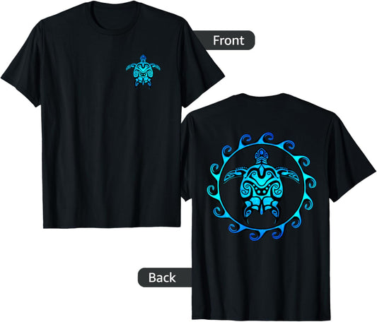 Tribal Hawaiian Maori Sun Sea Turtle (2-Sided) T-Shirt