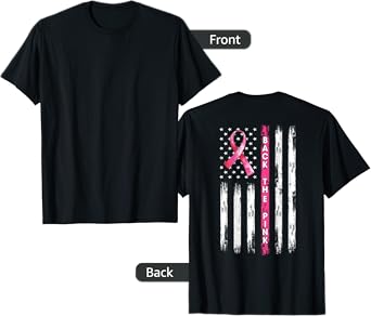 Back The Pink Ribbon American Flag Breast Cancer Awareness T-Shirt