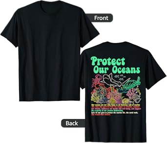 Respect The Locals, Protect Our Oceans Shark Surfing (Back) T-Shirt