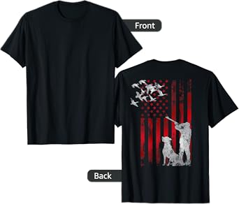 Hunters Distressed Patriotic American USA Flag Duck Hunting T-Shirt