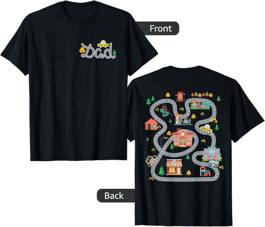 Play Cars On Dad's Back Mat Road Car Race Track (ON BACK) T-Shirt