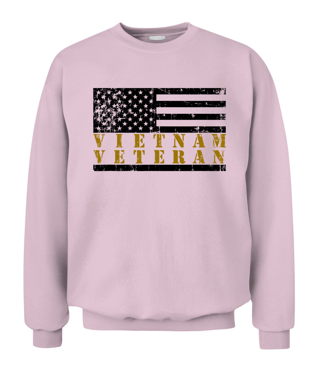 Vietnam Veteran Yellow Text Distressed American Flag T-Shirt