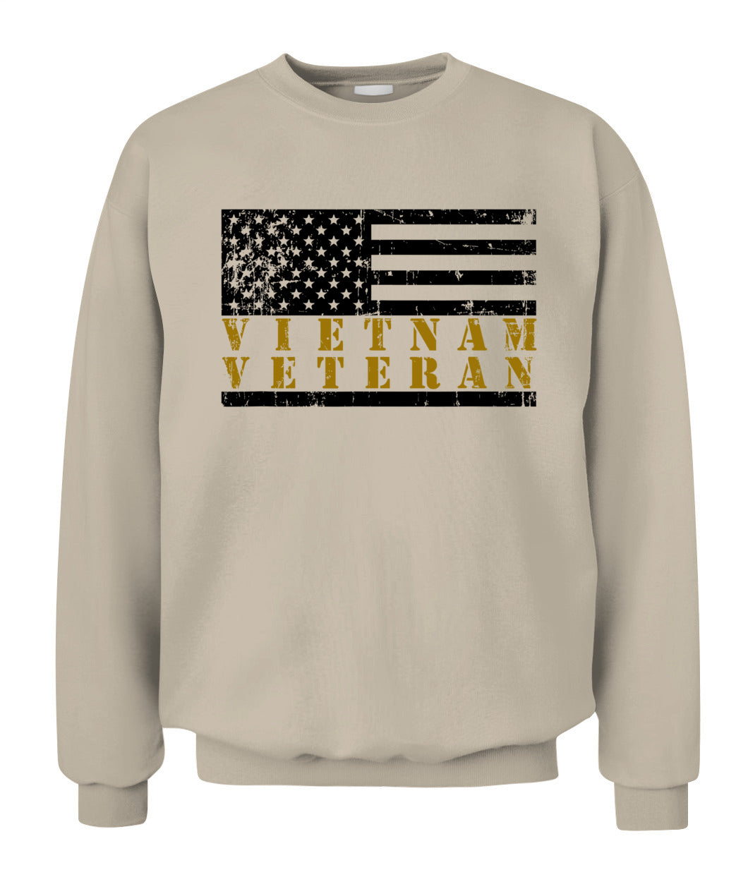 Vietnam Veteran Yellow Text Distressed American Flag T-Shirt