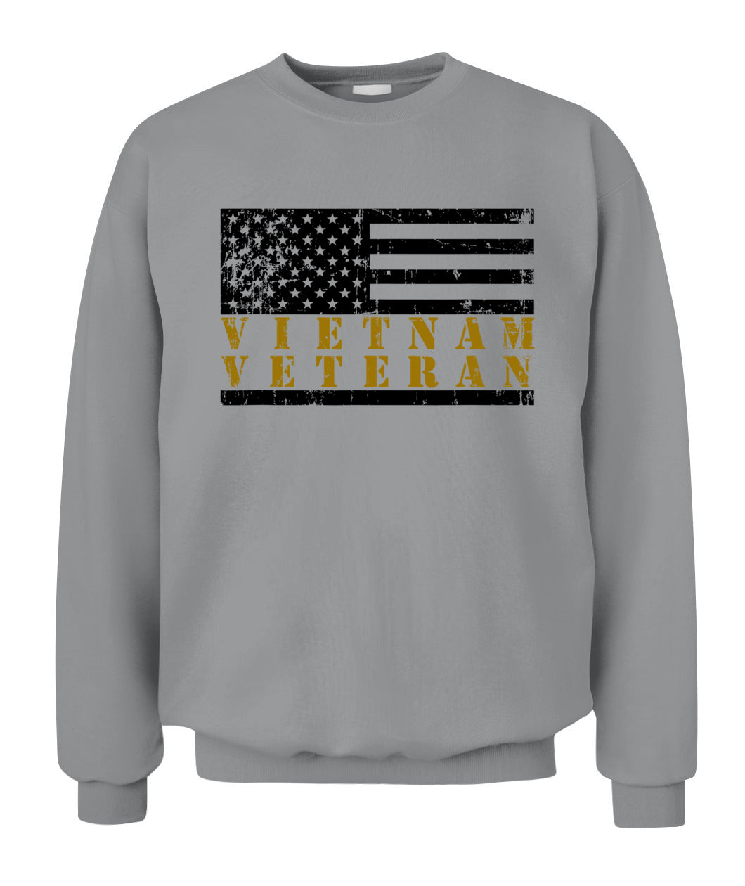 Vietnam Veteran Yellow Text Distressed American Flag T-Shirt