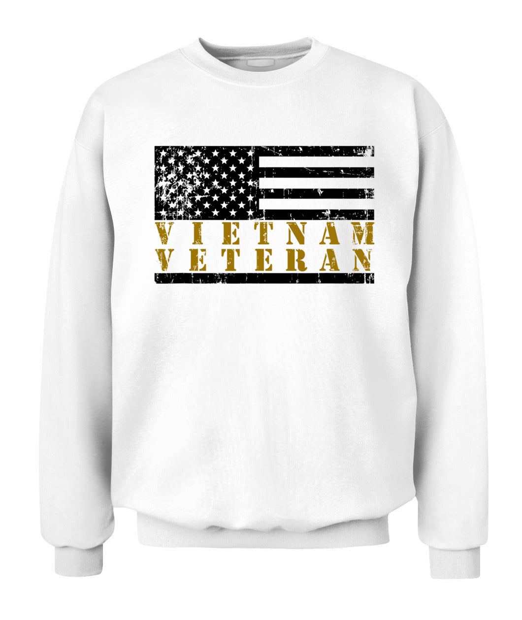 Vietnam Veteran Yellow Text Distressed American Flag T-Shirt
