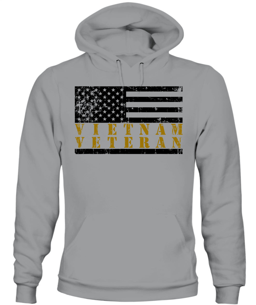 Vietnam Veteran Yellow Text Distressed American Flag T-Shirt