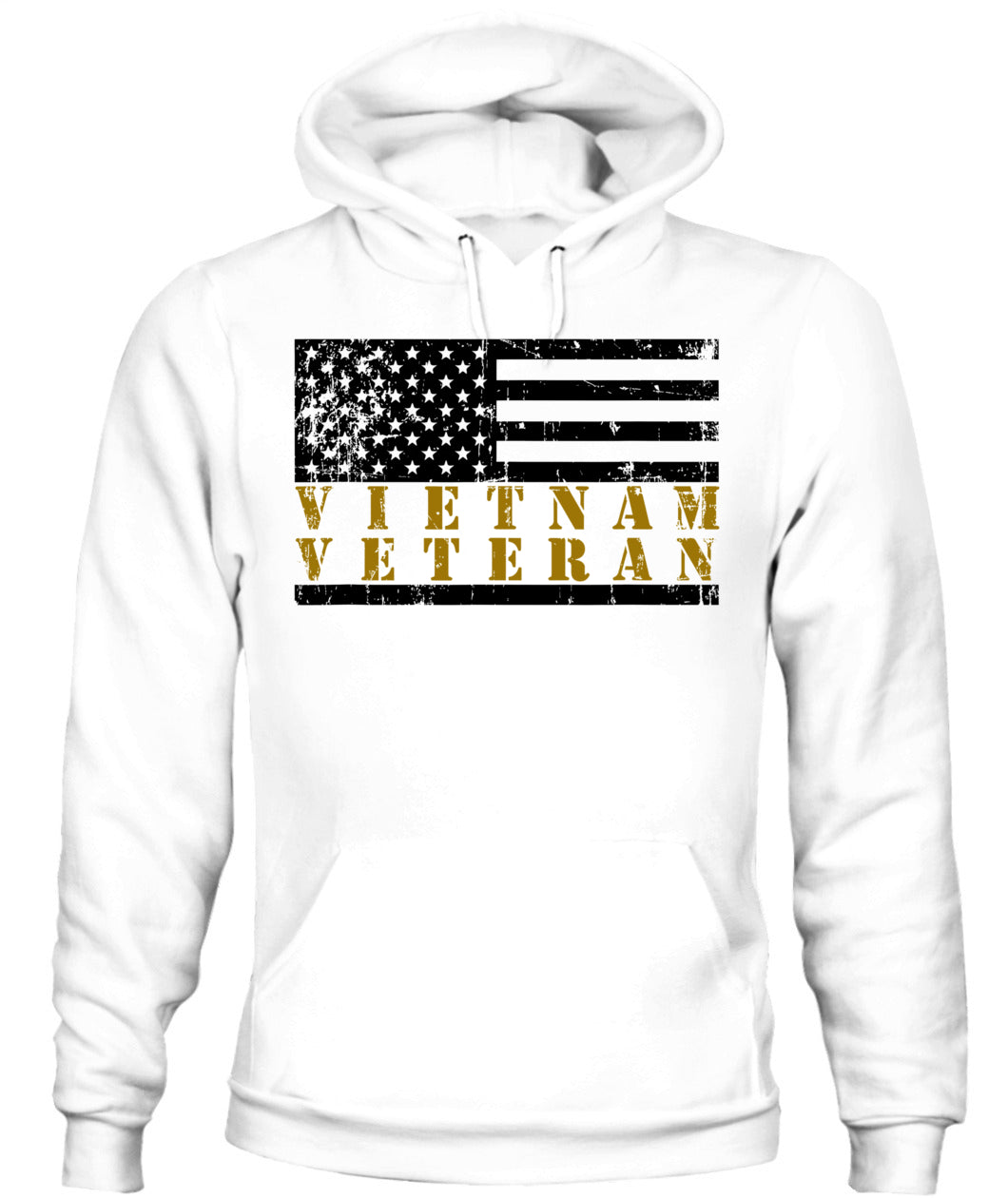 Vietnam Veteran Yellow Text Distressed American Flag T-Shirt