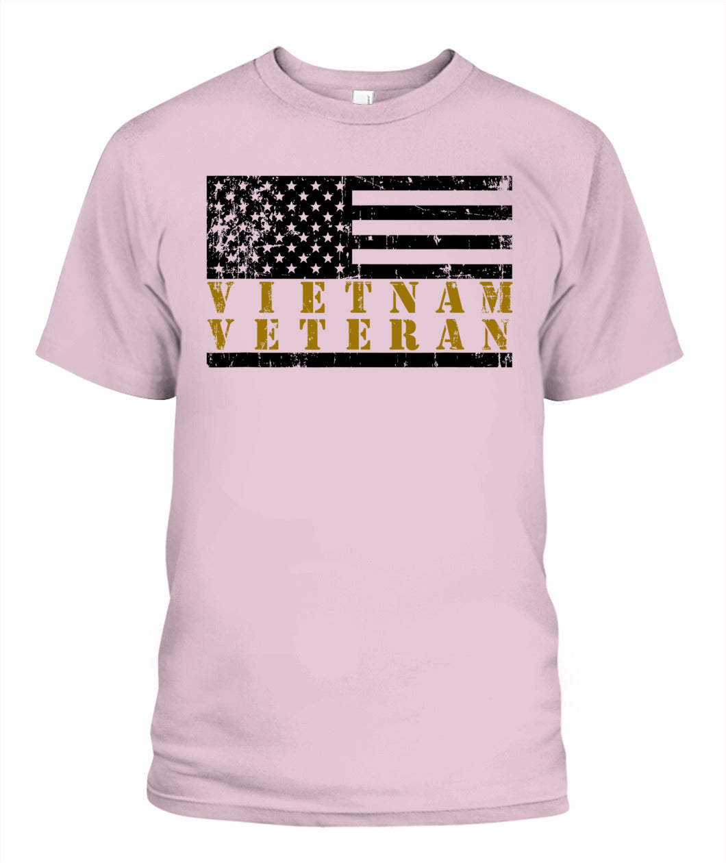 Vietnam Veteran Yellow Text Distressed American Flag T-Shirt