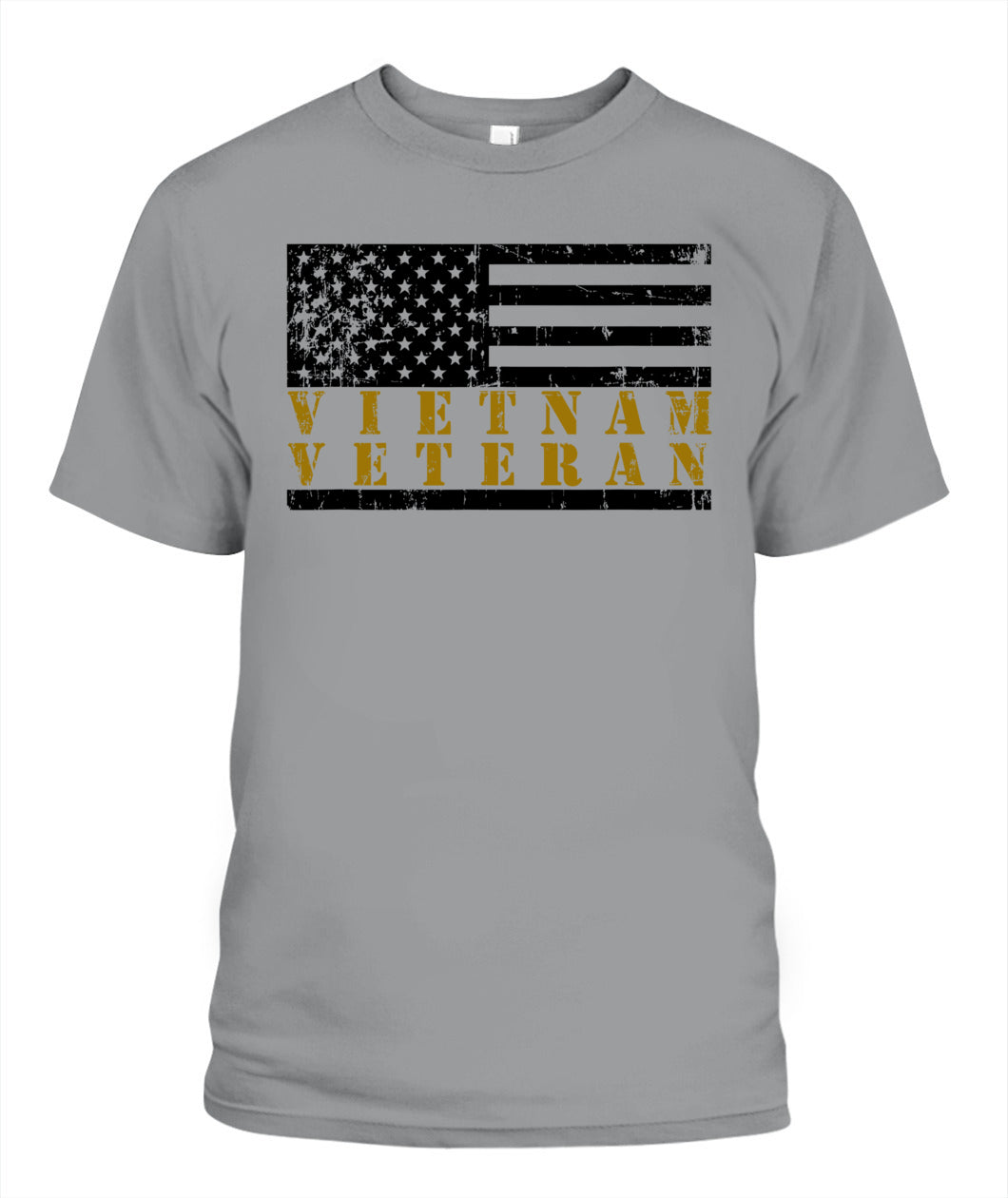 Vietnam Veteran Yellow Text Distressed American Flag T-Shirt