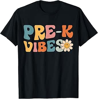 Pre-K Vibes - Pre Kindergarten Team Retro 1st Day of School T-Shirt