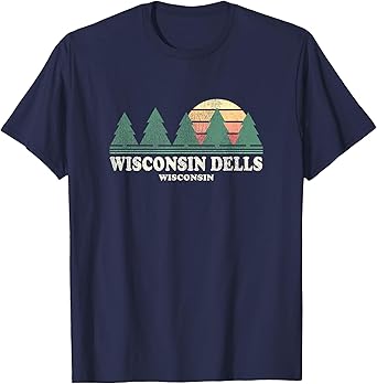 Wisconsin Dells WI Vintage Throwback Tee Retro 70s Design T-Shirt