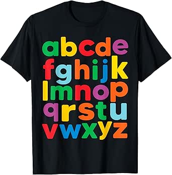 Colorful Letters Alphabet shirt learning ABCs boy girl kids T-Shirt