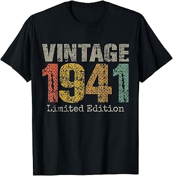 Vintage 1941 Limited Edition 84th Birthday Gifts 84 Year Old T-Shirt