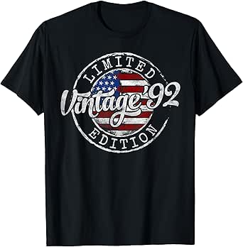 Vintage 1992 33rd Birthday Gifts For Men Women 33 Year Old T-Shirt