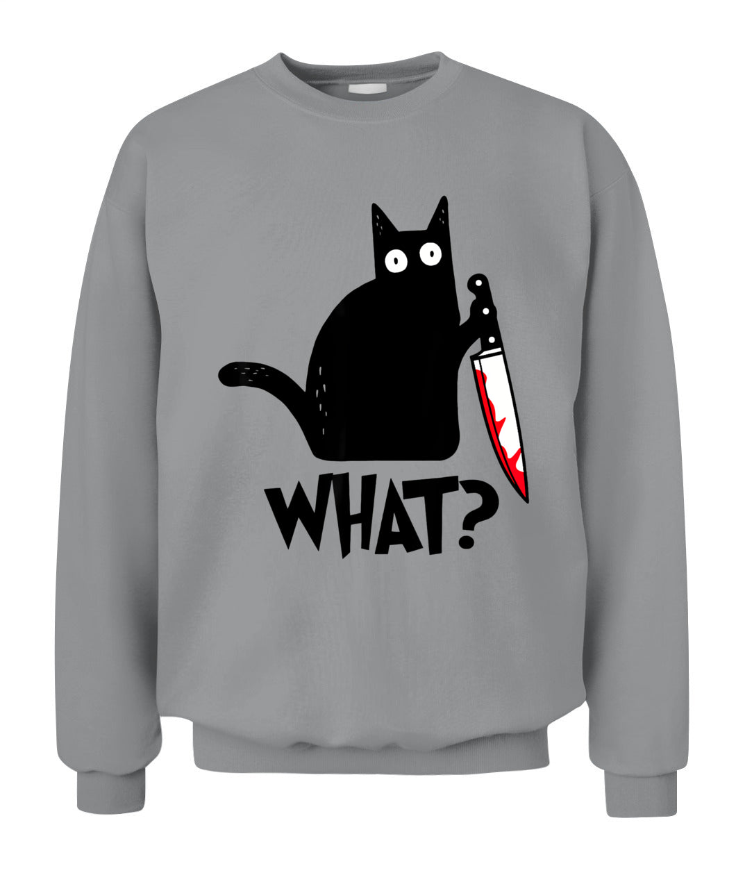 Cat What? Funny Black Cat Murderous Cat With Knife T-Shirt