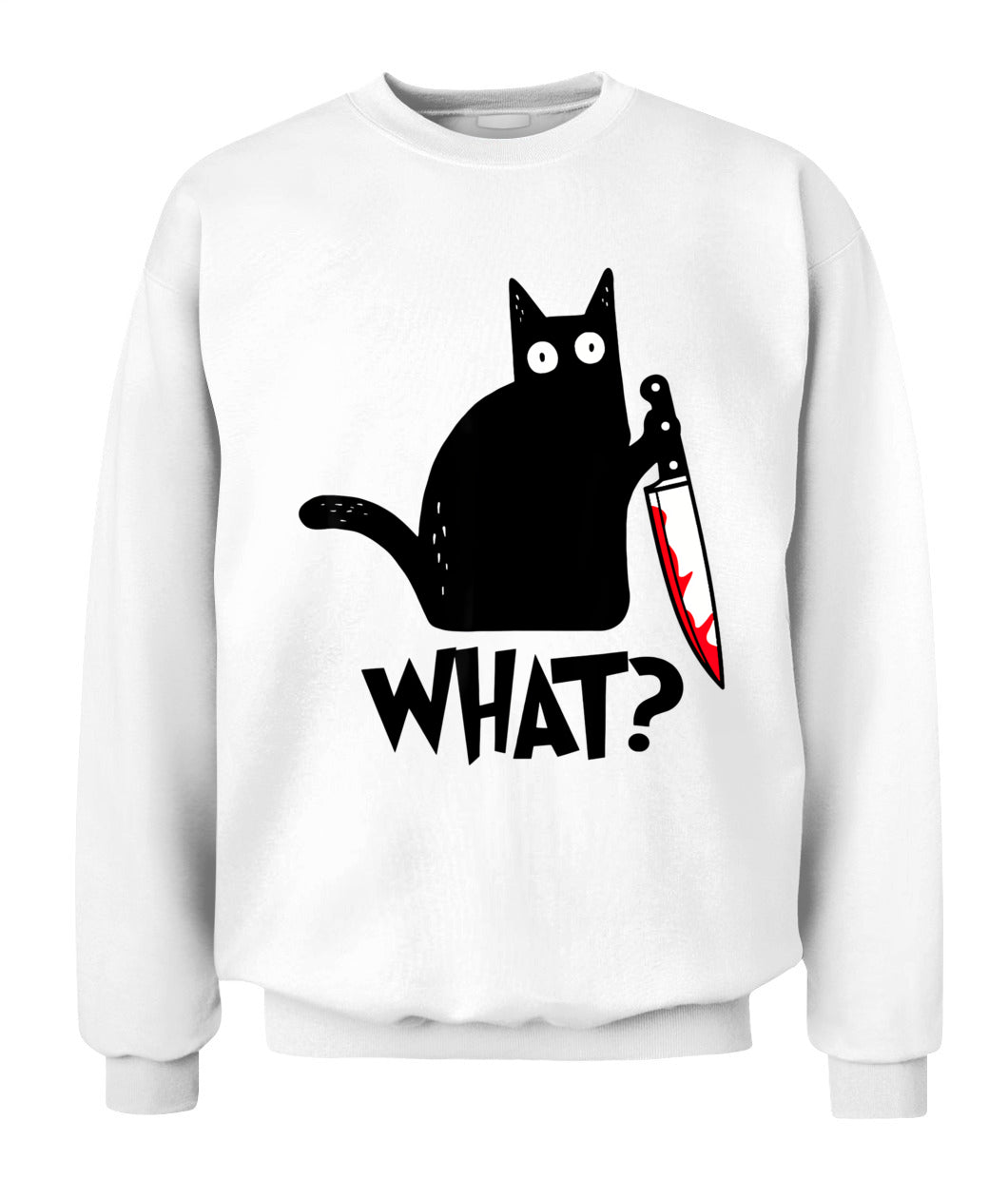 Cat What? Funny Black Cat Murderous Cat With Knife T-Shirt
