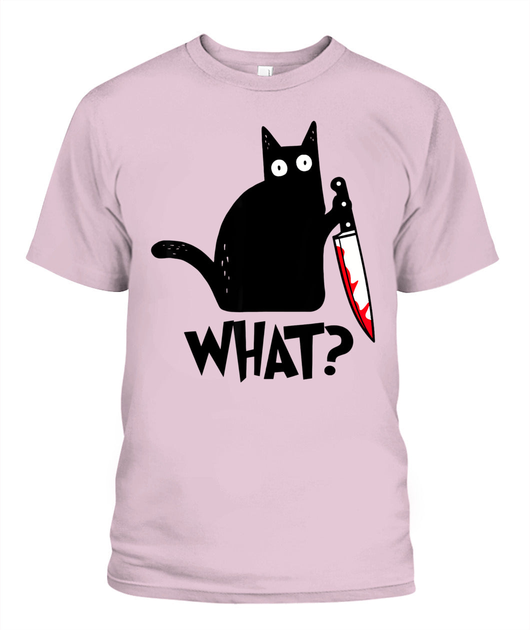 Cat What? Funny Black Cat Murderous Cat With Knife T-Shirt
