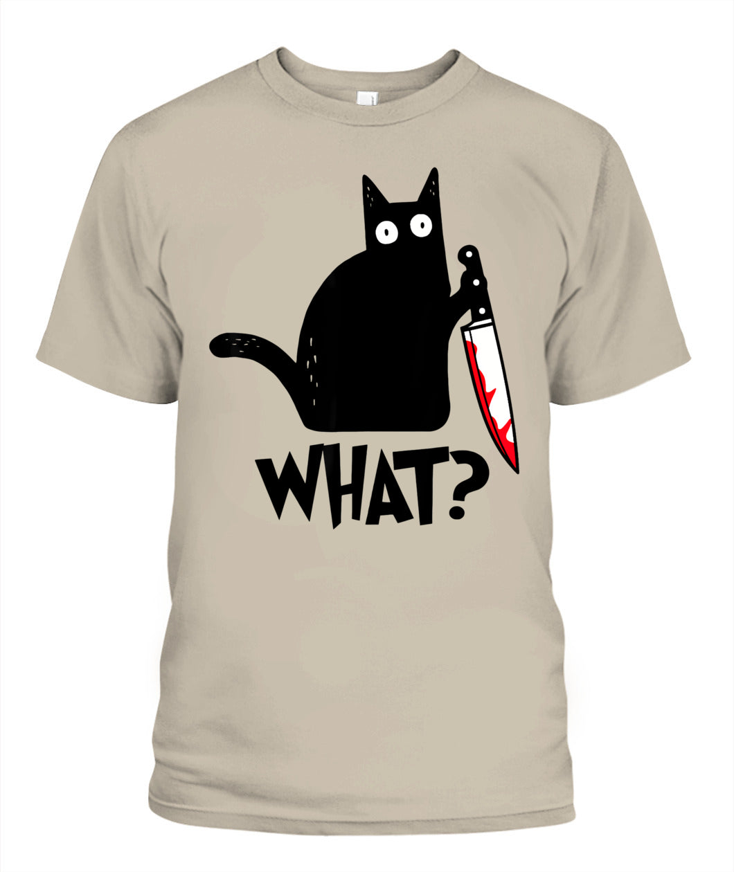 Cat What? Funny Black Cat Murderous Cat With Knife T-Shirt