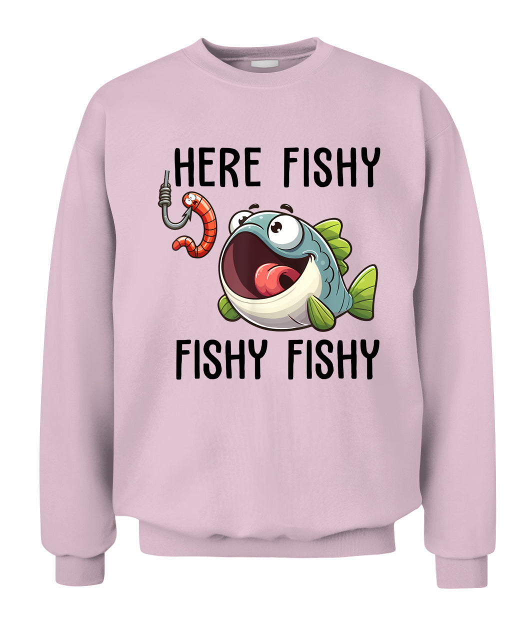 Here Fishy Fisherman Funny Fishing Lover Cute Fish Worm T-Shirt