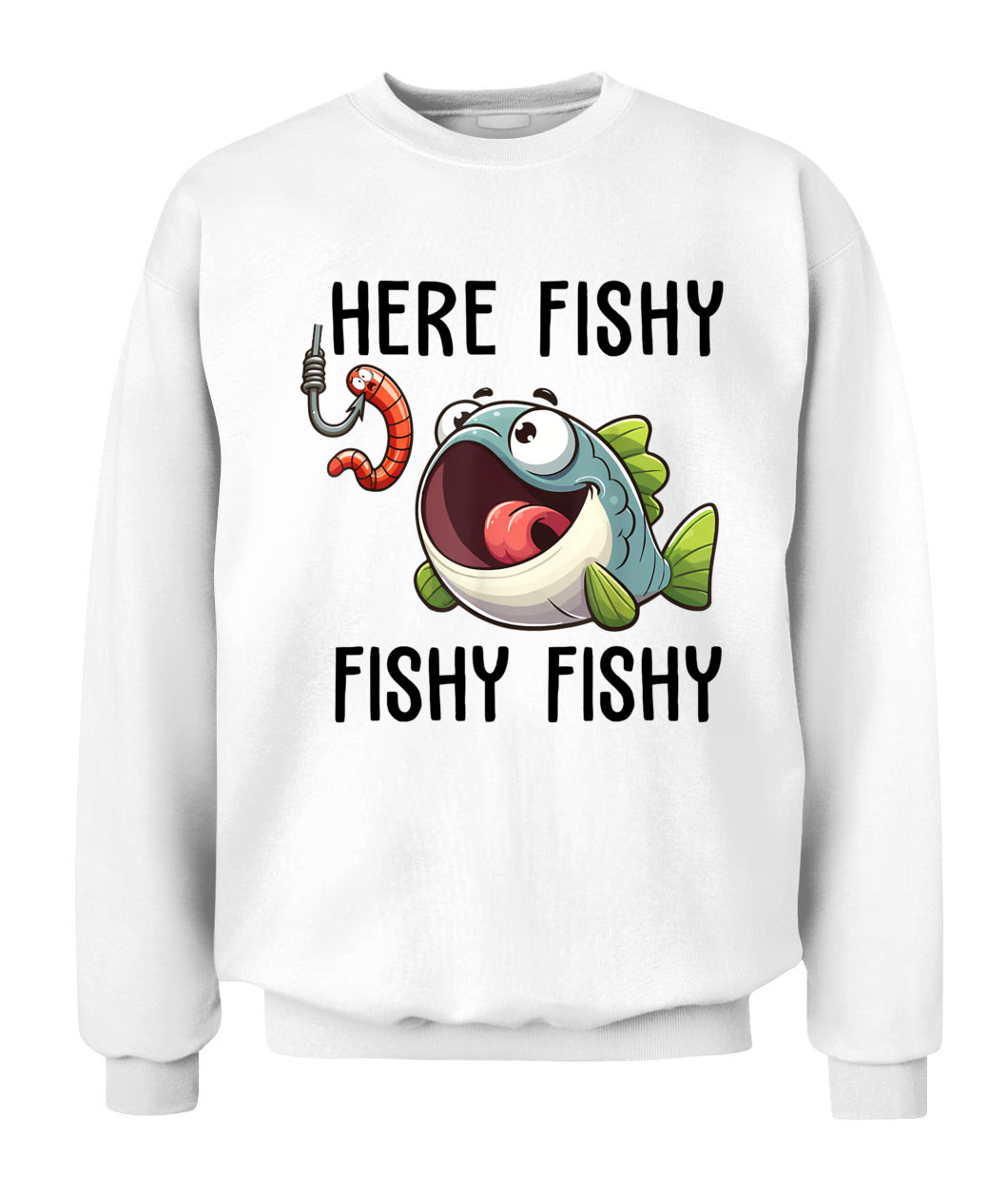 Here Fishy Fisherman Funny Fishing Lover Cute Fish Worm T-Shirt