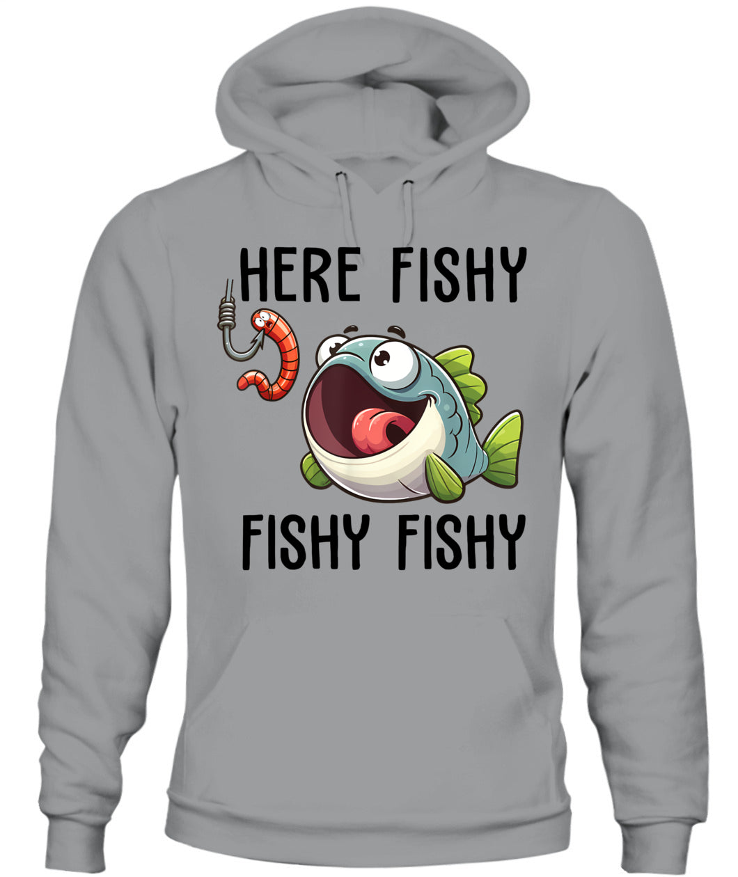 Here Fishy Fisherman Funny Fishing Lover Cute Fish Worm T-Shirt