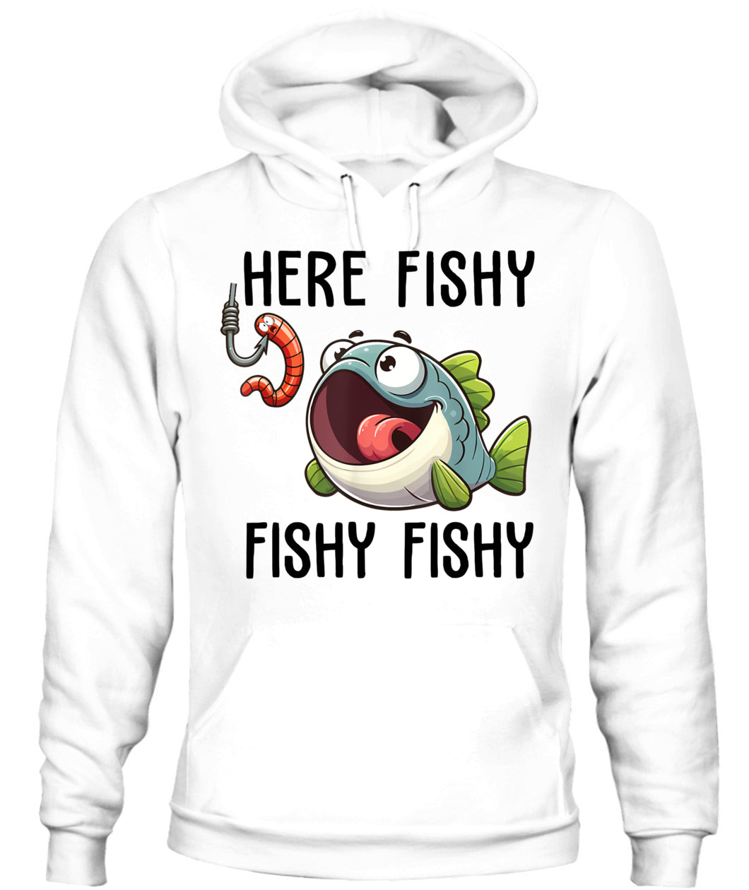 Here Fishy Fisherman Funny Fishing Lover Cute Fish Worm T-Shirt