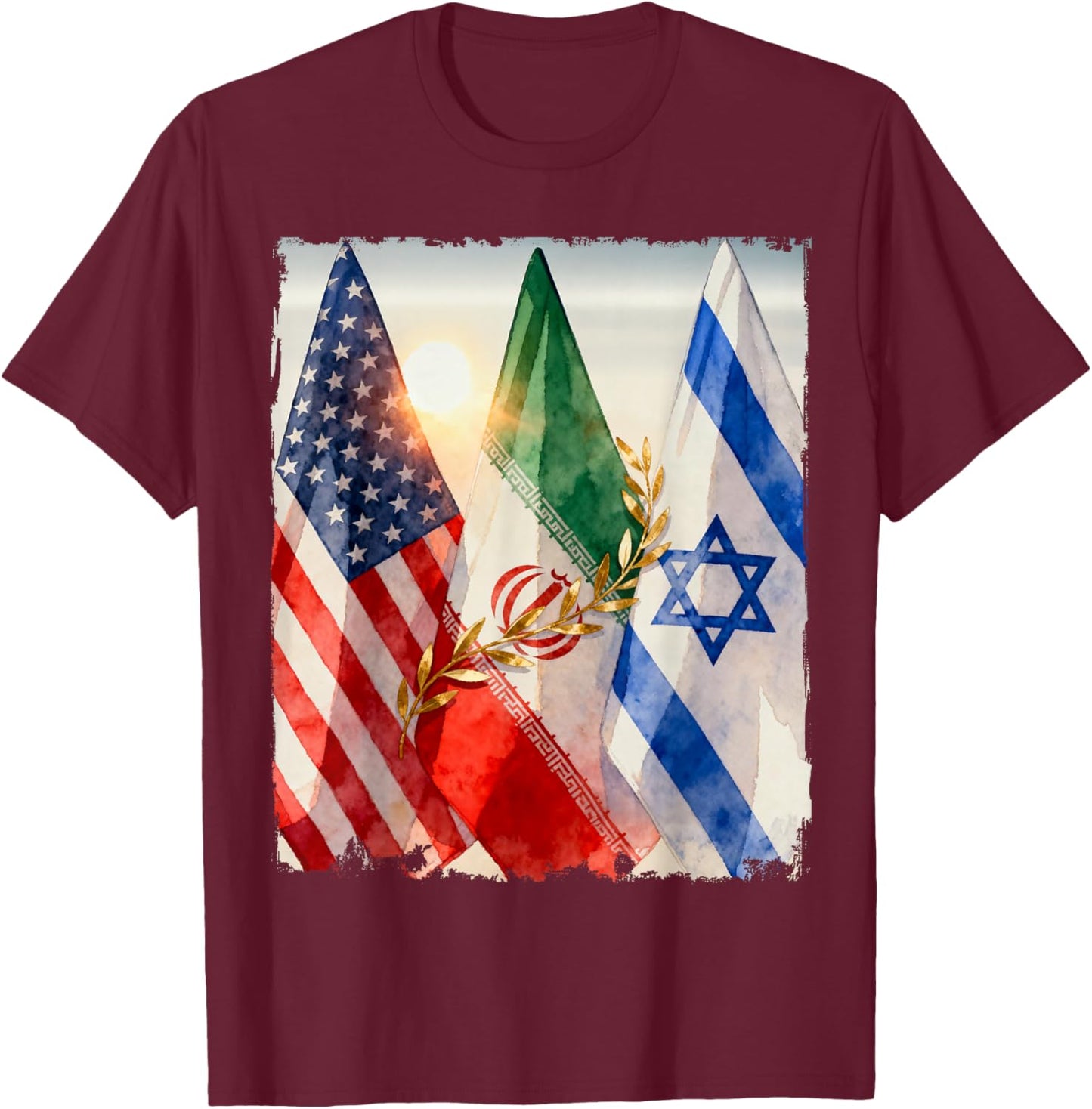 Epic Fury, Roaring Lion, Freedom – America Israel Iran Peace T-Shirt - T-Shirt | Maroon