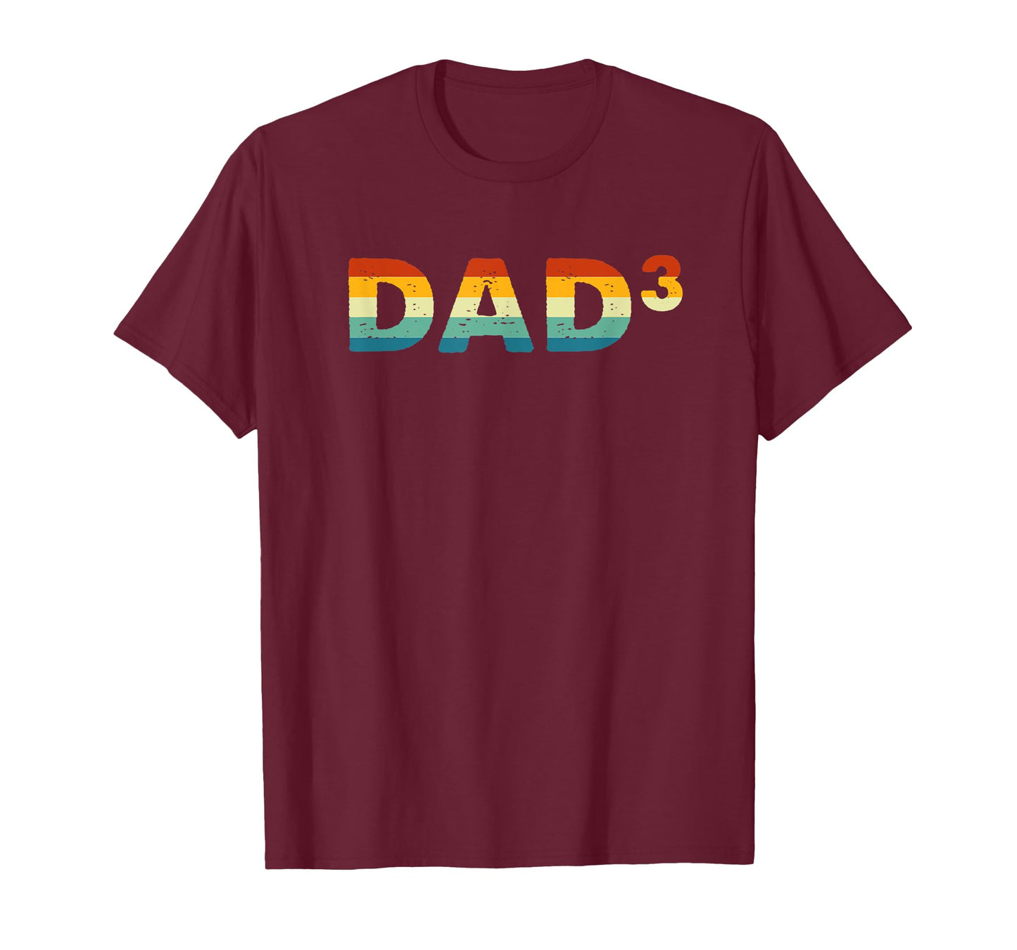 Men Vintage Daddy Of 3 Kids Funny Dad Cubed Father's Day T-Shirt