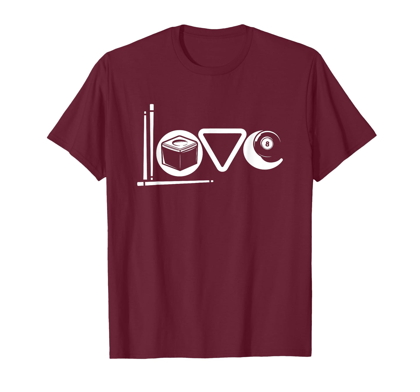 Love Billiards Ball Snooker Pool Stick Cue Eight Ball Table T-Shirt