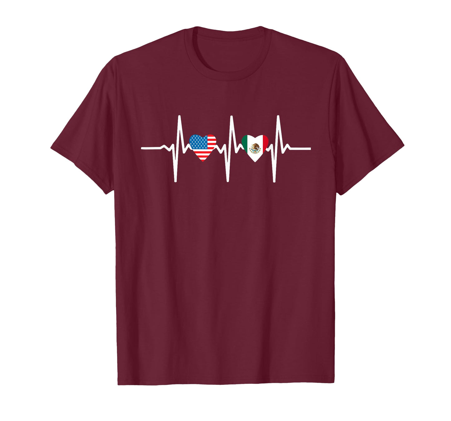 Half Mexican And American Mexico America Usa Heartbeat Love T-Shirt