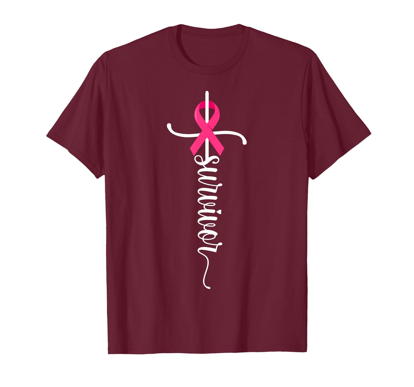 Survivor Christian Cross Warrior Pink Ribbon Breast Cancer T-Shirt
