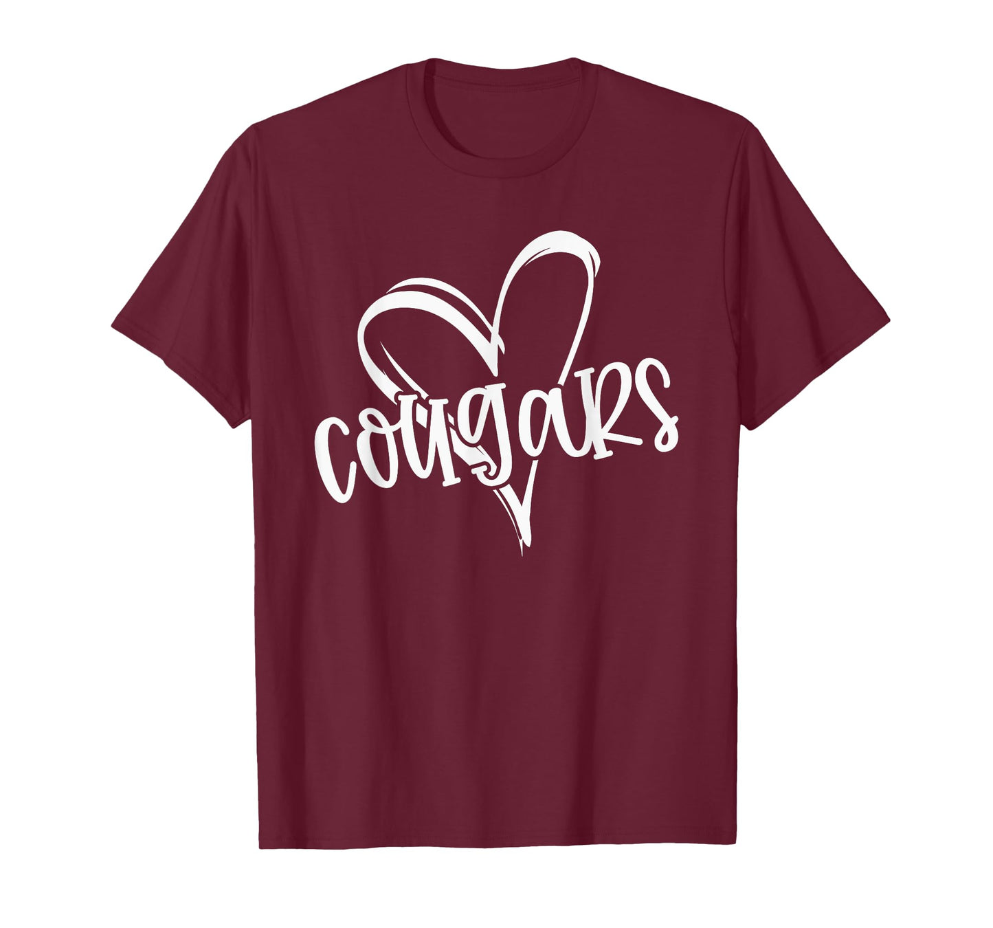 Cougars School Sports Fan Team Spirit Heart T-Shirt