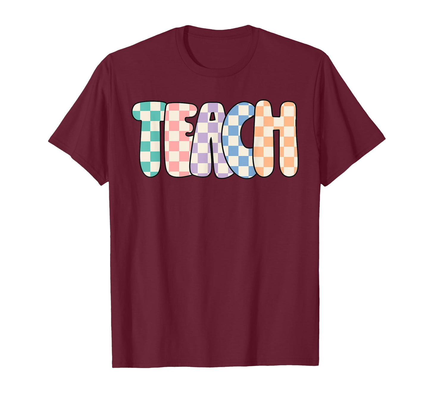 Teach Teacher Checkered Back To School First Day Of School T-Shirt