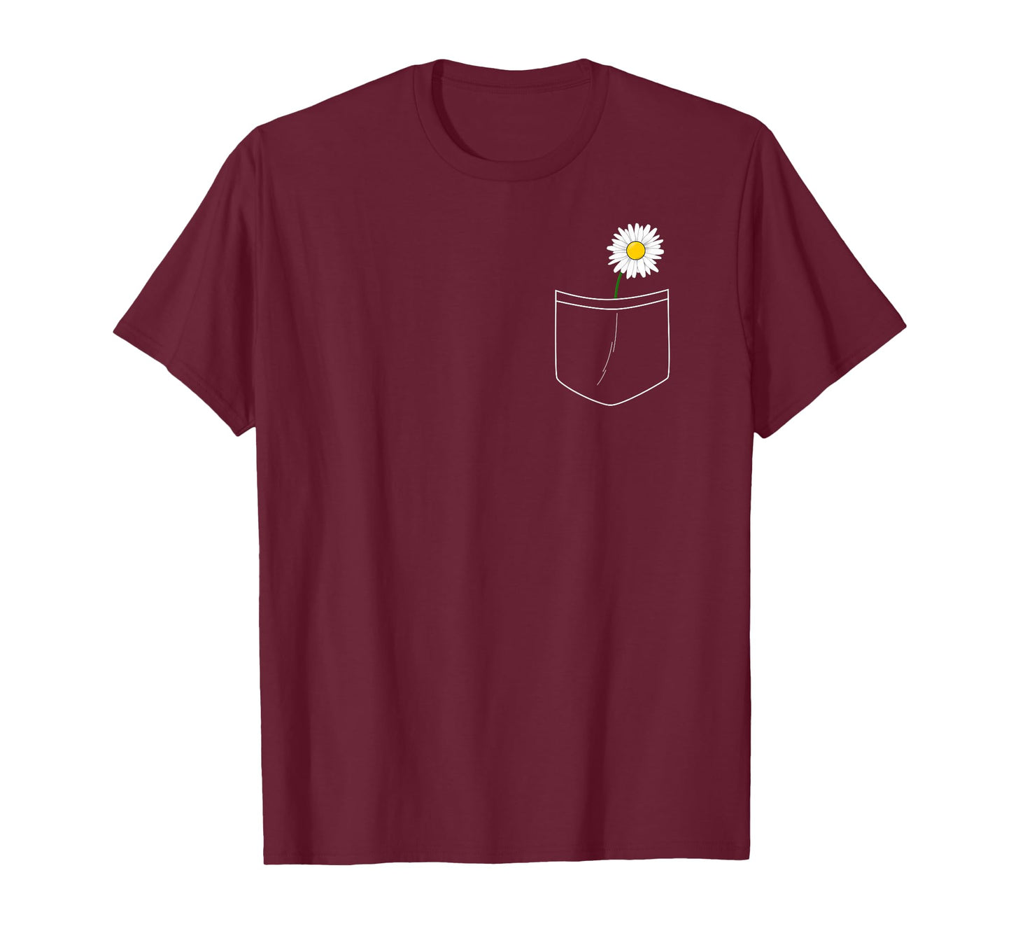 White Daisy Pocket Cute Flower Pocket T-Shirt T-Shirt
