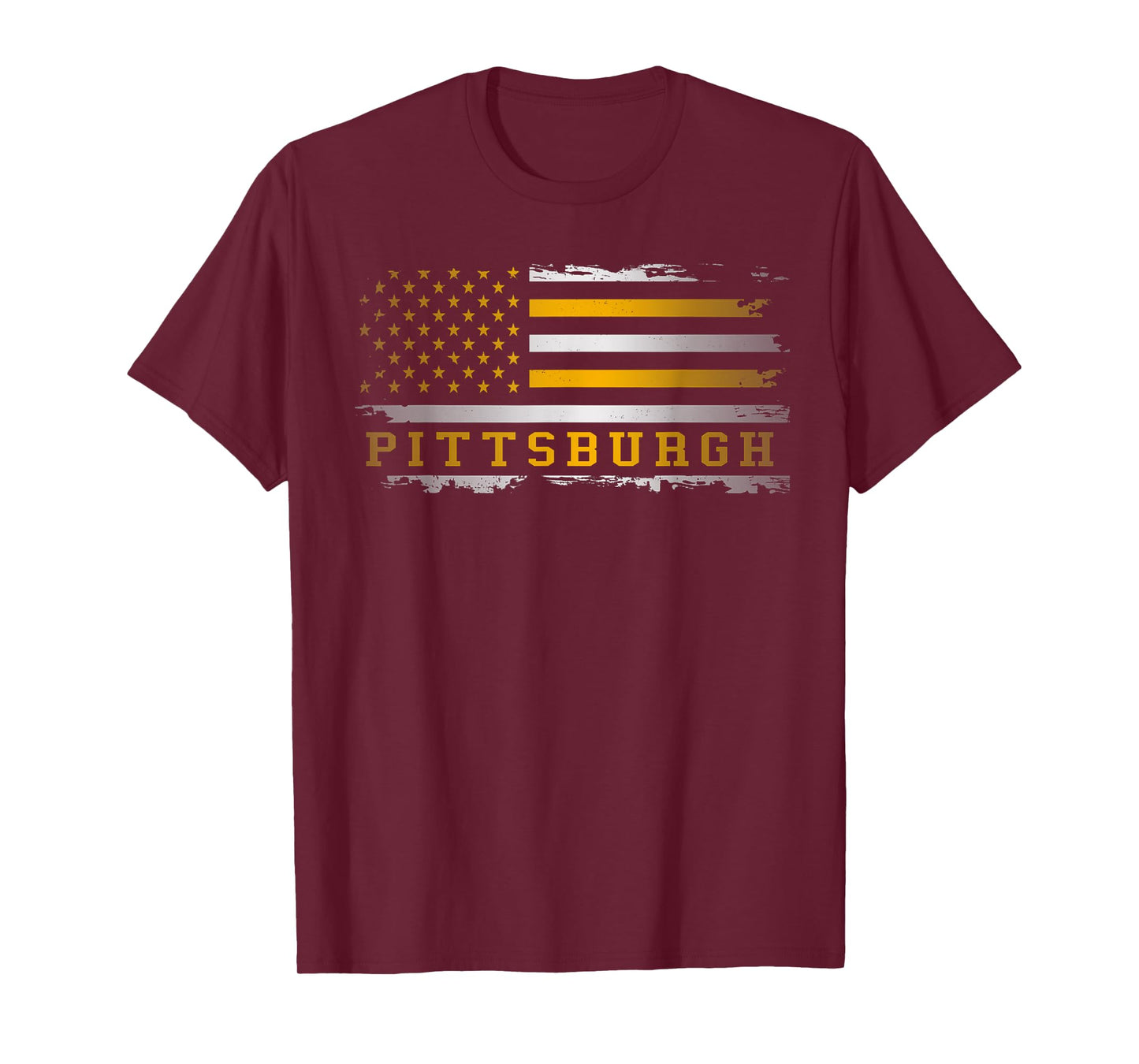 Pittsburgh Steel City Pride Flag Patriotic Retro for Yinzer T-Shirt