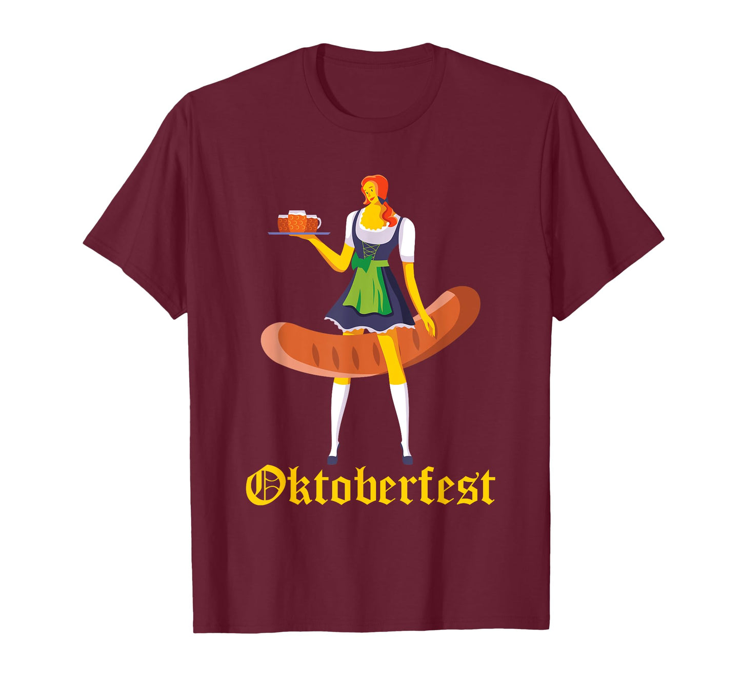 Barmaid Oktoberfest Funny German Woman Dirndl Bratwurst T-Shirt