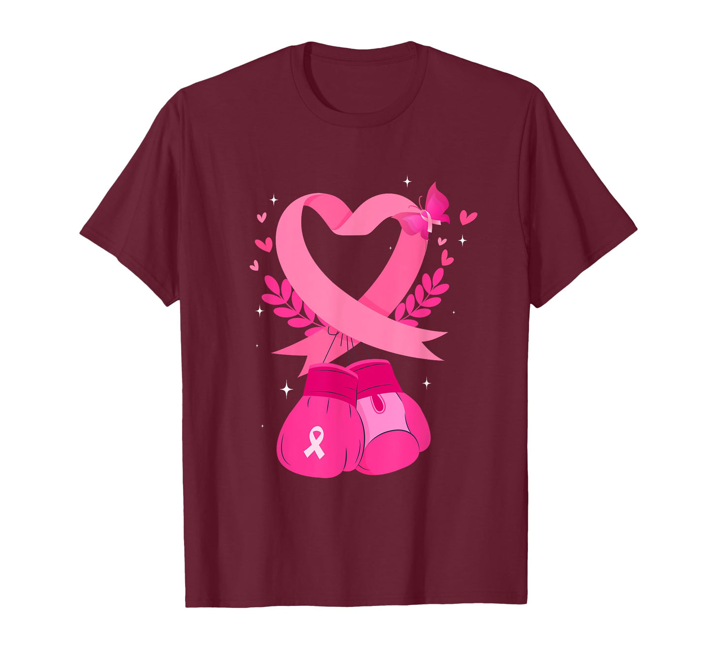Breast Cancer Awareness Pink Ribbon Heart Boxing Gloves T-Shirt