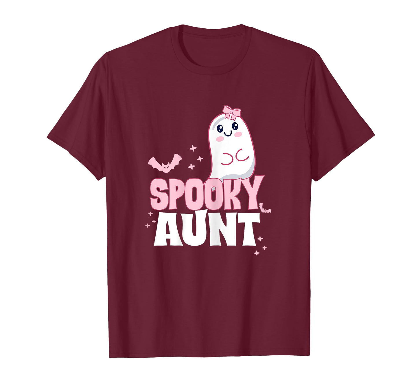 Spooky Aunt Family Cute Pink White Ghost Boo Halloween T-Shirt